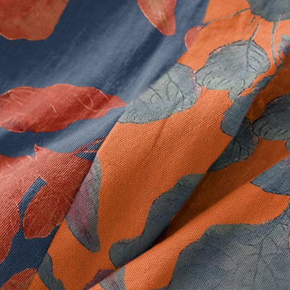 Botanical Leaf Cotton Gauze Kimono Robe - image 5