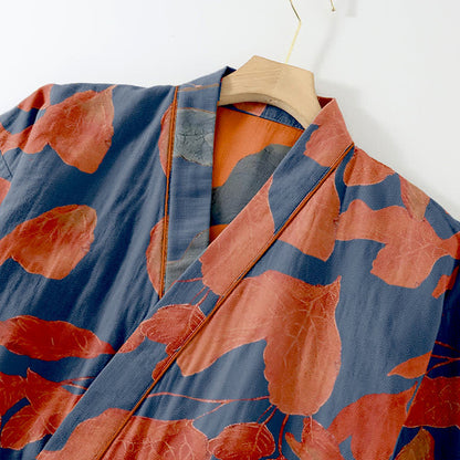 Botanical Leaf Cotton Kimono Loungewear Set - image 2