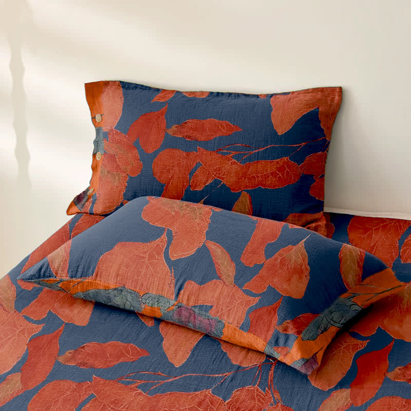 Botanical Leaf Cotton Gauze Jacquard Bedspread - image 6