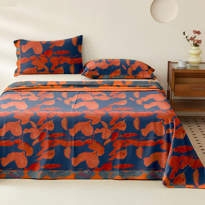 Botanical Leaf Cotton Gauze Jacquard Bedspread - Purple - 2PCS Pillowcases - 41" x 20" - image 4