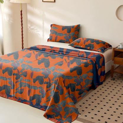 Botanical Leaf Cotton Gauze Jacquard Bedspread - image 1