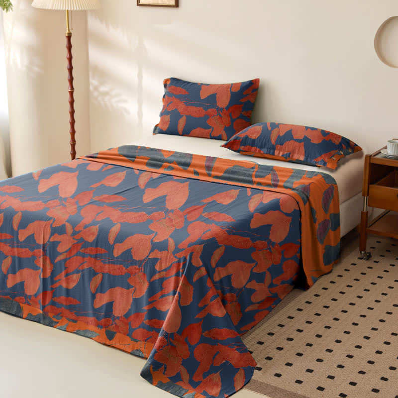 Botanical Leaf Cotton Gauze Jacquard Bedspread - image 5