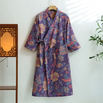Hibiscus Cotton Gauze Pocket Bathrobe - XL - image 0