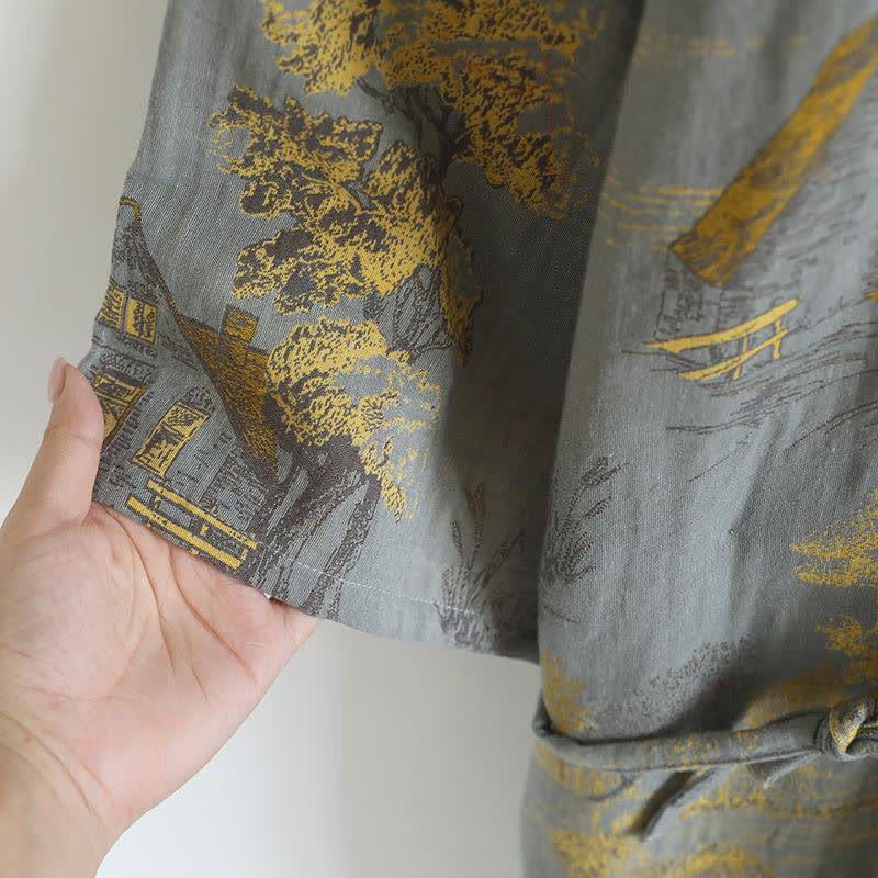 Unisex Landscape Cotton Gauze Bathrobe - image 7