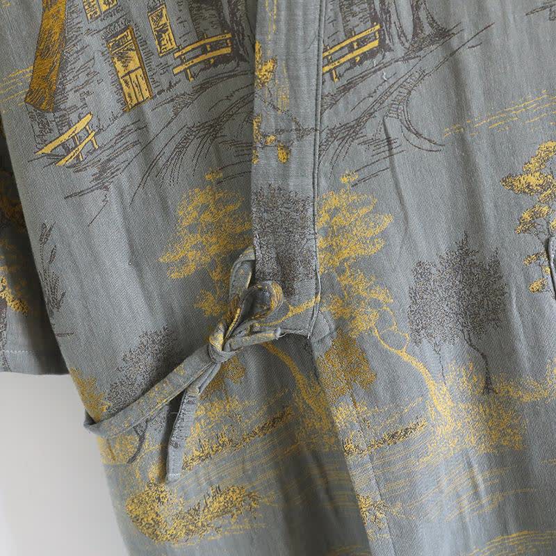 Unisex Landscape Cotton Gauze Bathrobe - image 6