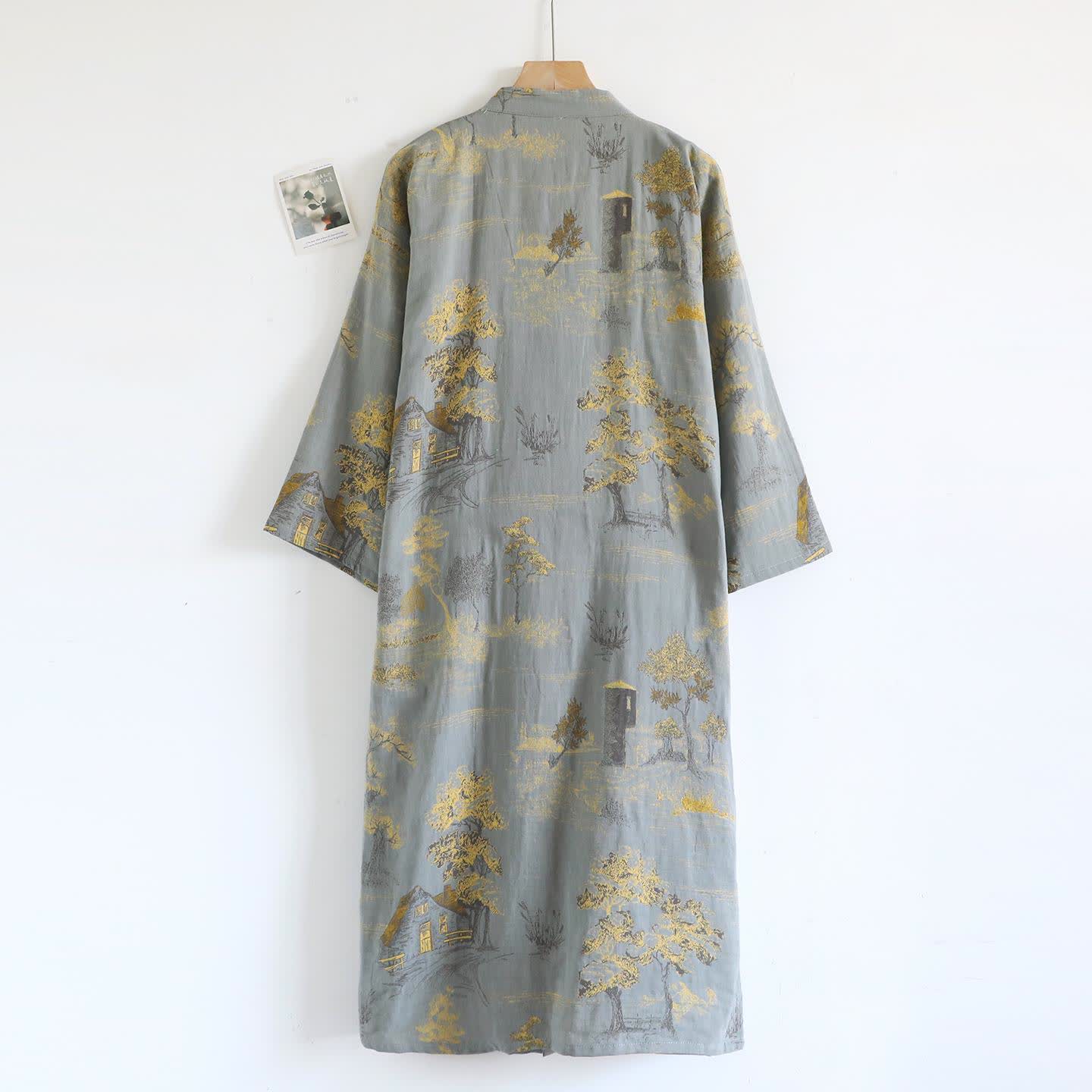 Unisex Landscape Cotton Gauze Bathrobe - image 1