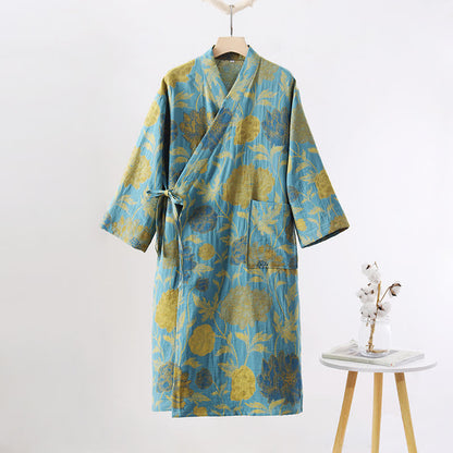 Green Peony Cotton Gauze Bathrobe - XL - image 0