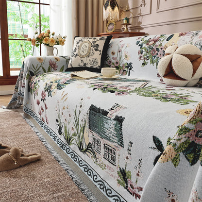 Countryside Town Chenille Sofa Throw Blanket - image 2