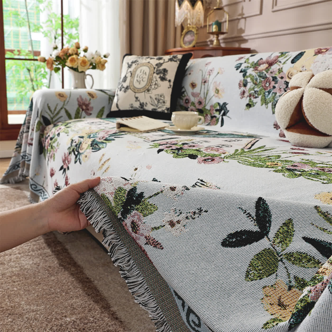 Countryside Town Chenille Sofa Throw Blanket - image 3