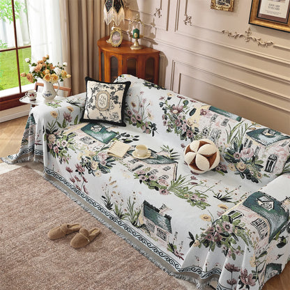 Countryside Town Chenille Sofa Throw Blanket - 71" x 134" - image 0