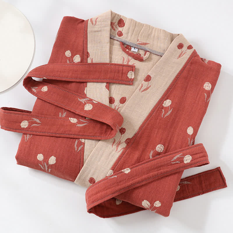 Unisex Tulip Cotton Pocket Kimono Bathrobe - image 1