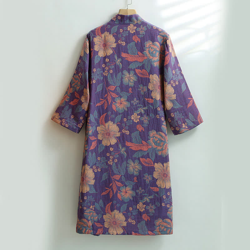 Hibiscus Cotton Gauze Pocket Bathrobe - image 1