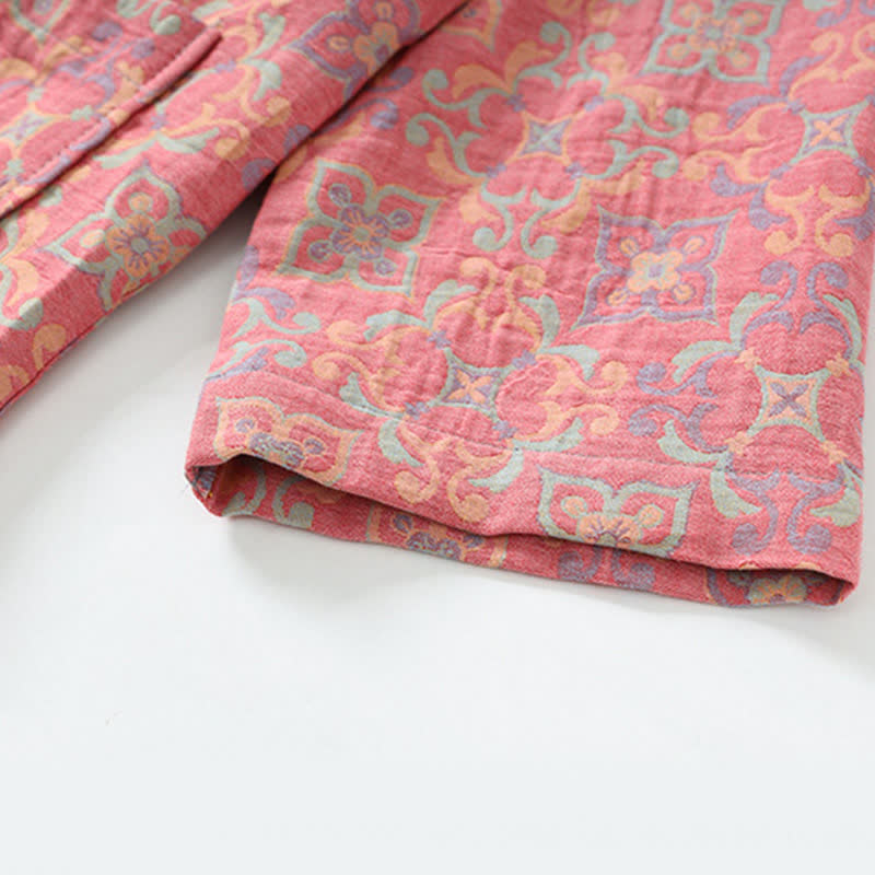Vintage Floral Cotton Gauze Pocket Bathrobe - image 4