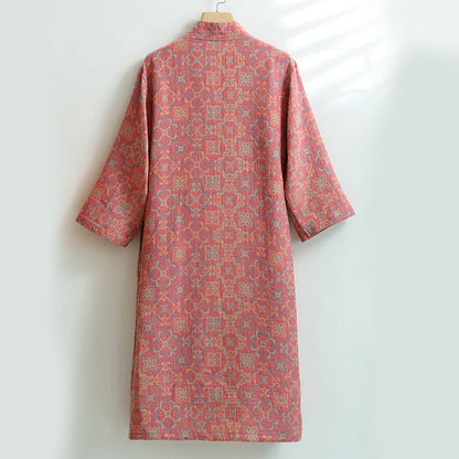 Vintage Floral Cotton Gauze Pocket Bathrobe - image 1