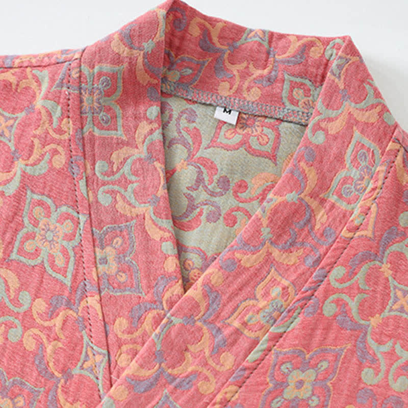 Vintage Floral Cotton Gauze Pocket Bathrobe - image 2