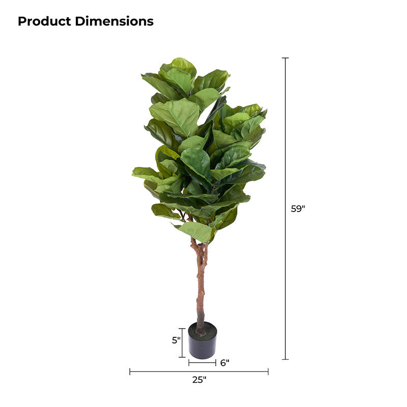 Faux Fiddle Leaf Fig Tree Home Decoration - 59"H - image 14
