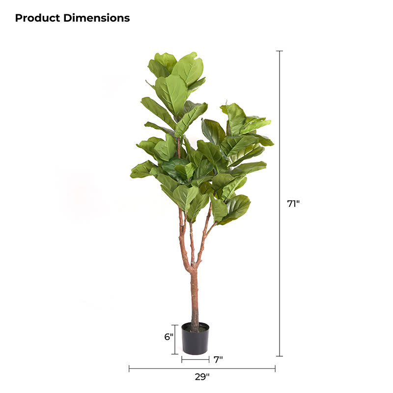 Faux Fiddle Leaf Fig Tree Home Decoration - 71"H - image 16