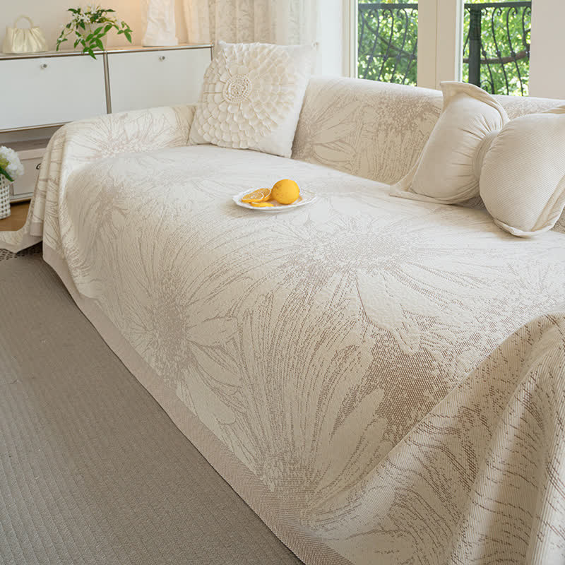 Artistic Sunflower Chenille Sofa Throw Blanket - Brown - 71" x 134" - image 5