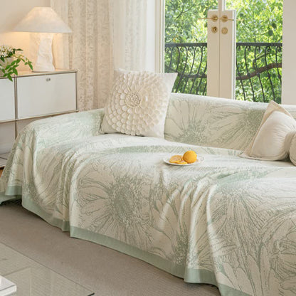 Artistic Sunflower Chenille Sofa Throw Blanket - image 3