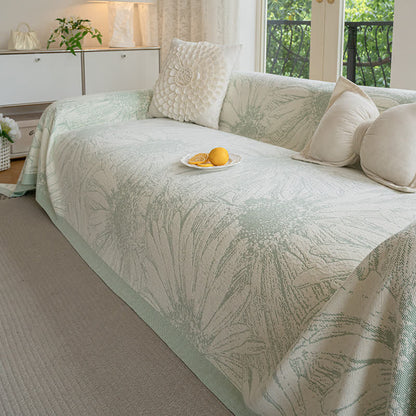 Artistic Sunflower Chenille Sofa Throw Blanket - Green - 71" x 134" - image 0