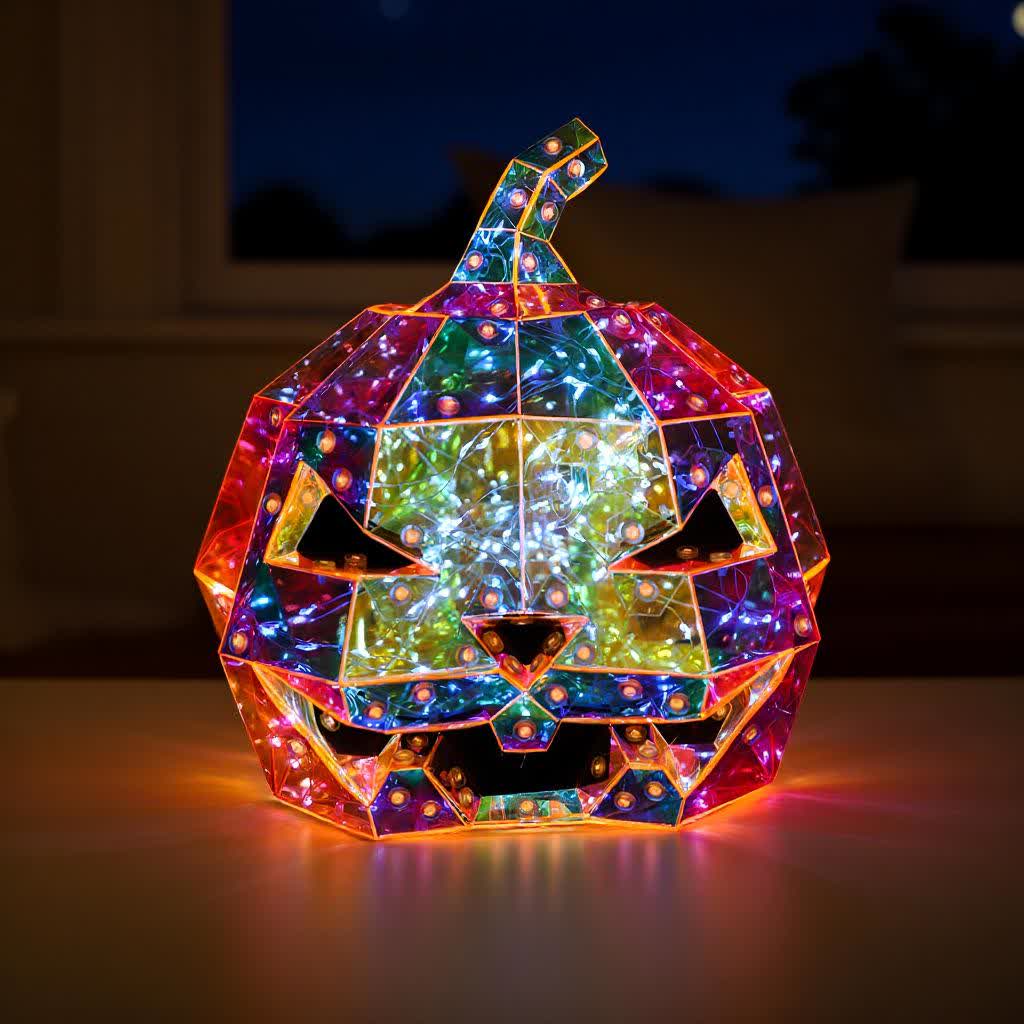 Ghost Face Pumpkin Infinity Lights Decoration - 2PCS - 9.5"W x 10"L x 9.5"H - image 1