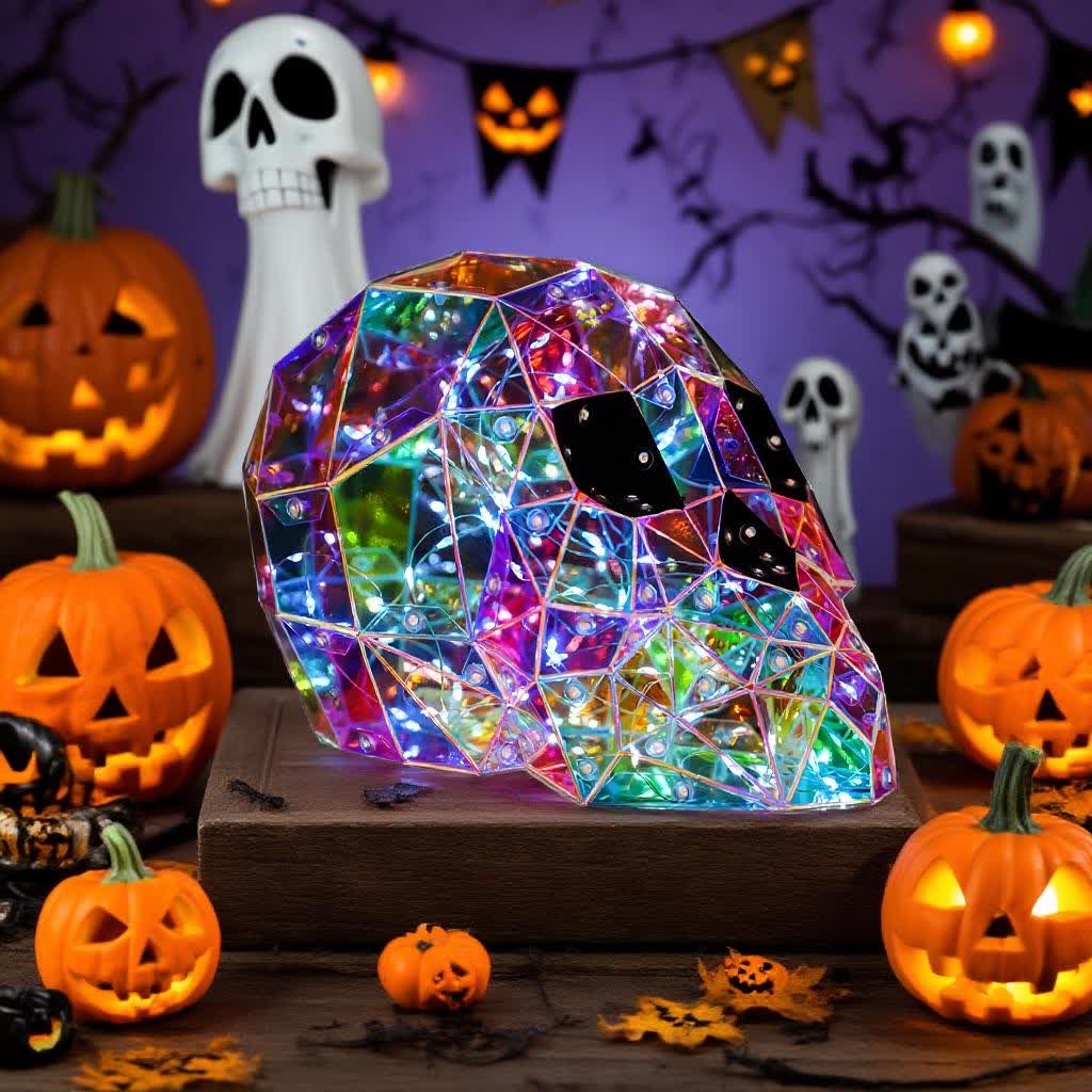 3D Skull Infinity Lights Halloween Decoration - image 0