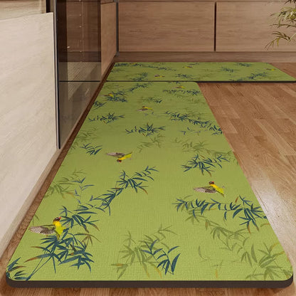 Bamboo Bird Water-absorbent Kitchen Entryway Rug - image 1