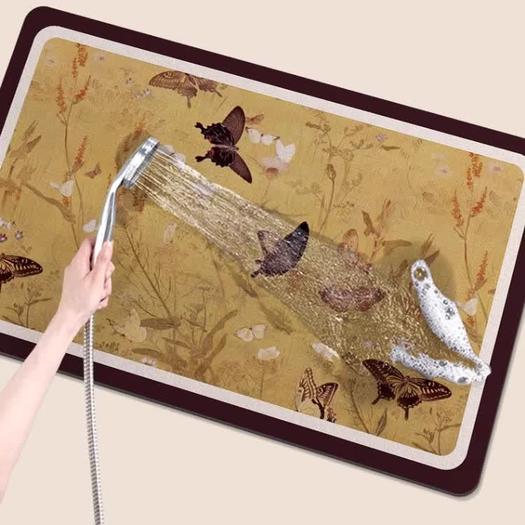Pastoral Butterfly Diatom Mud Water-absorbent Rug - image 2