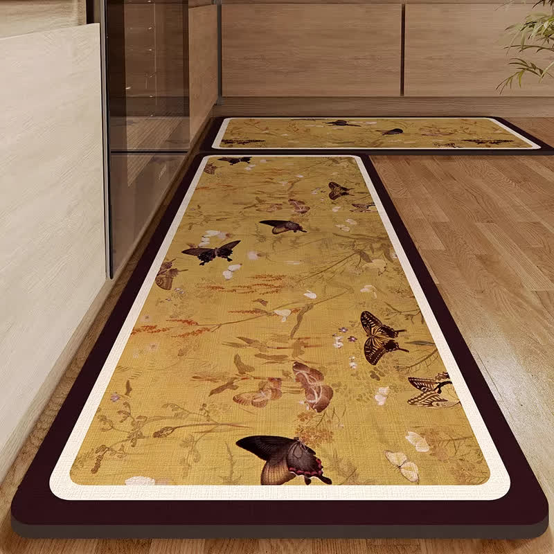 Pastoral Butterfly Diatom Mud Water-absorbent Rug - 19" x 31"+19" x 63" - image 0