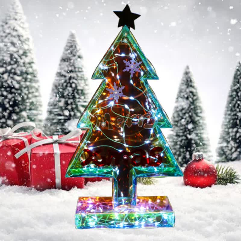 3D Christmas Tree Infinity Lights Decoration - 3PCS - 2.36"W x 7.08"L x 13.19"H - image 1