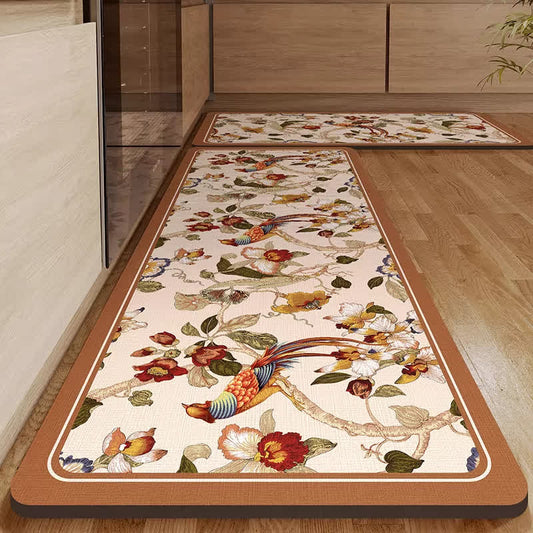 Diatom Mud Floral Bird Water-absorbent Rug - 19" x 31"+19" x 63" - image 0