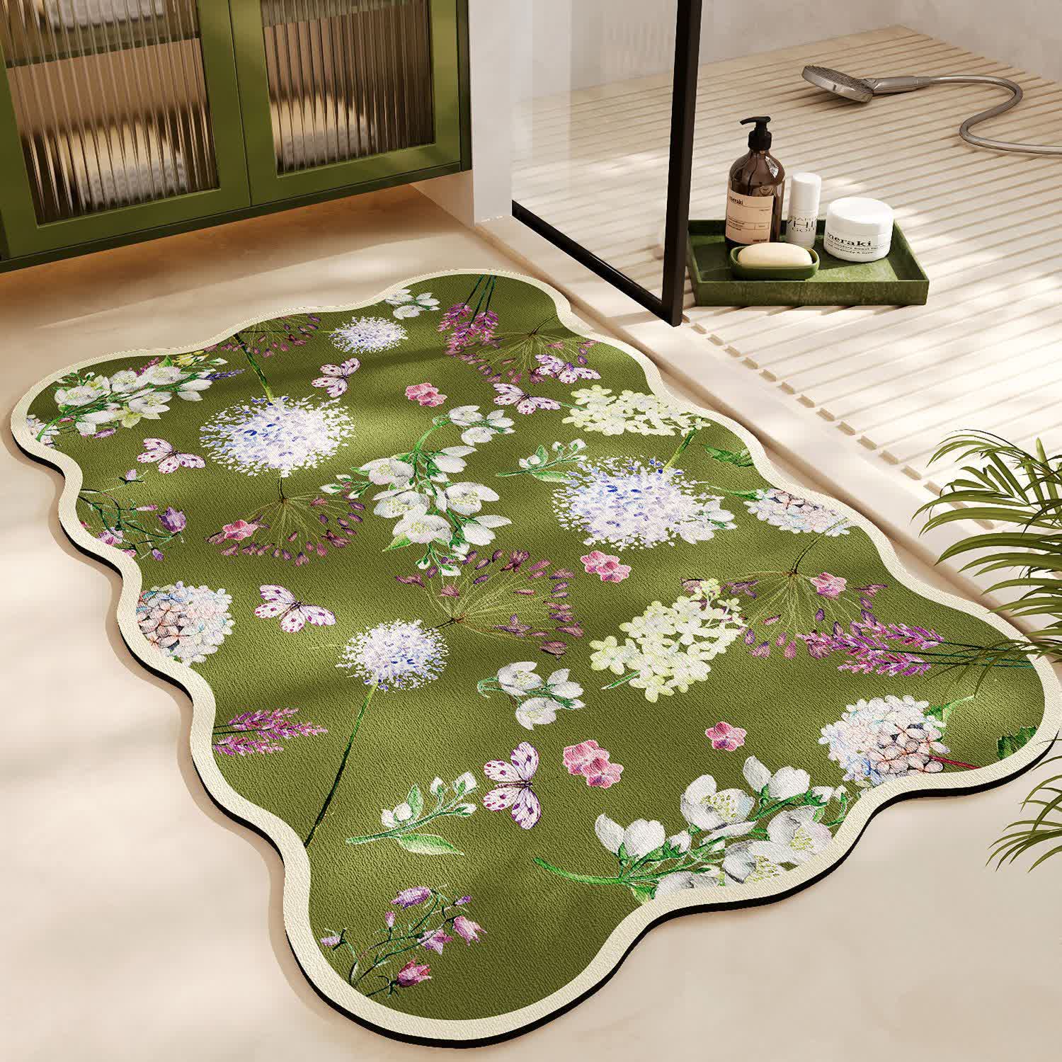 Diatom Mud Anti-slip Floral Bath Mat - C - 23" x 35" - image 2
