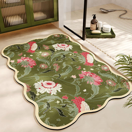 Diatom Mud Anti-slip Floral Bath Mat - A - 23" x 35" - image 0