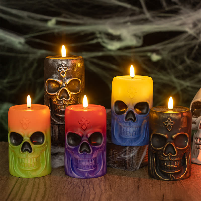 Halloween Skull Night Light Decoration - 1x A+1x B+1x C+1x D+1x E - 5PCS - 3.19"W x 3.19"L x 5.14"H - image 0