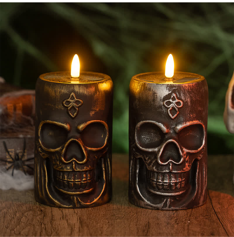 Halloween Skull Night Light Decoration - 1x A+1x B - 2PCS - 3.19"W x 3.19"L x 5.14"H - image 3