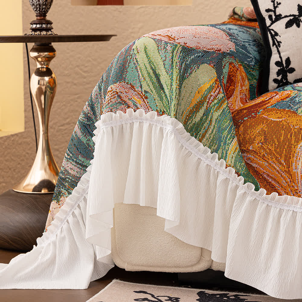 Oil Painting Ruffled Sofa Throw Blanket - image 5