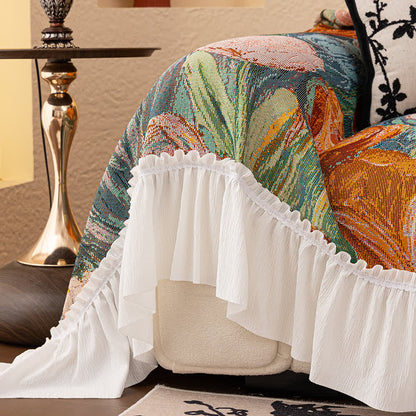 Oil Painting Ruffled Sofa Throw Blanket - image 5