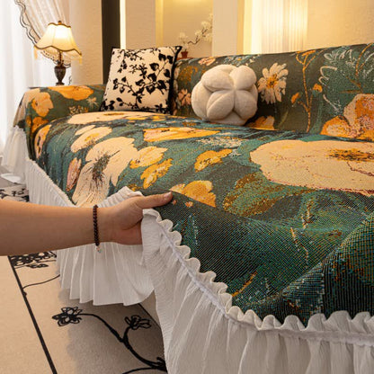 Yellow Floral Ruffled Sofa Throw Blanket - image 4