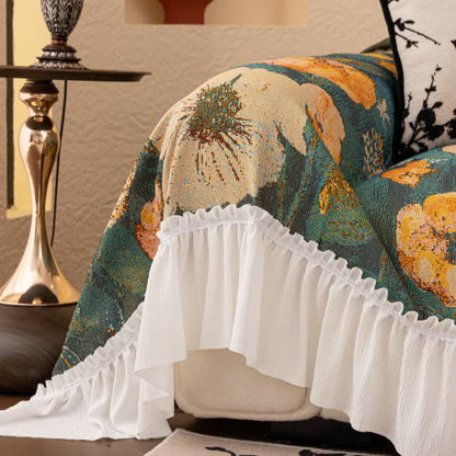 Yellow Floral Ruffled Sofa Throw Blanket - image 5