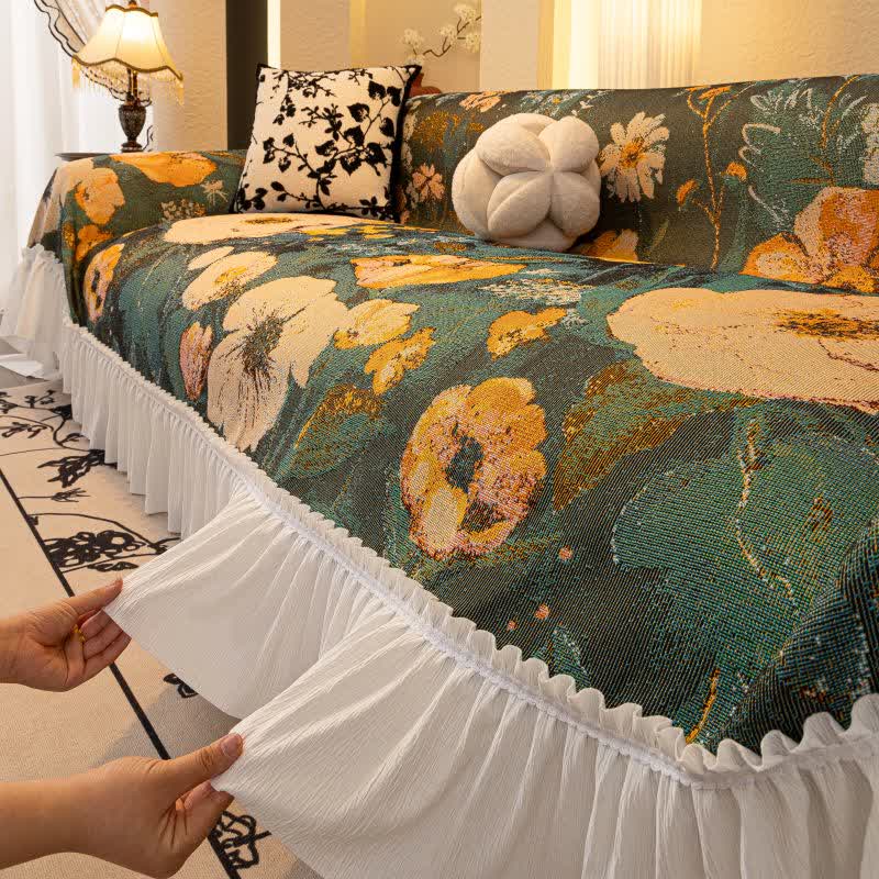 Yellow Floral Ruffled Sofa Throw Blanket - image 2