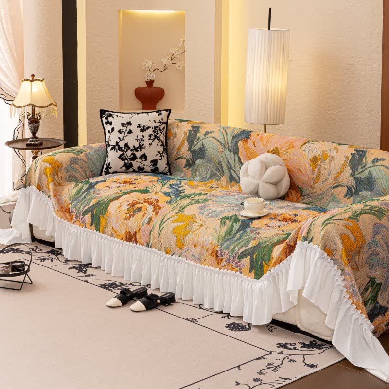 Rustic Style Ruffled Sofa Throw Blanket - 79" x 134" - image 0