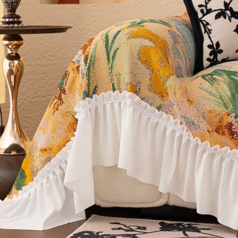 Rustic Style Ruffled Sofa Throw Blanket - image 4