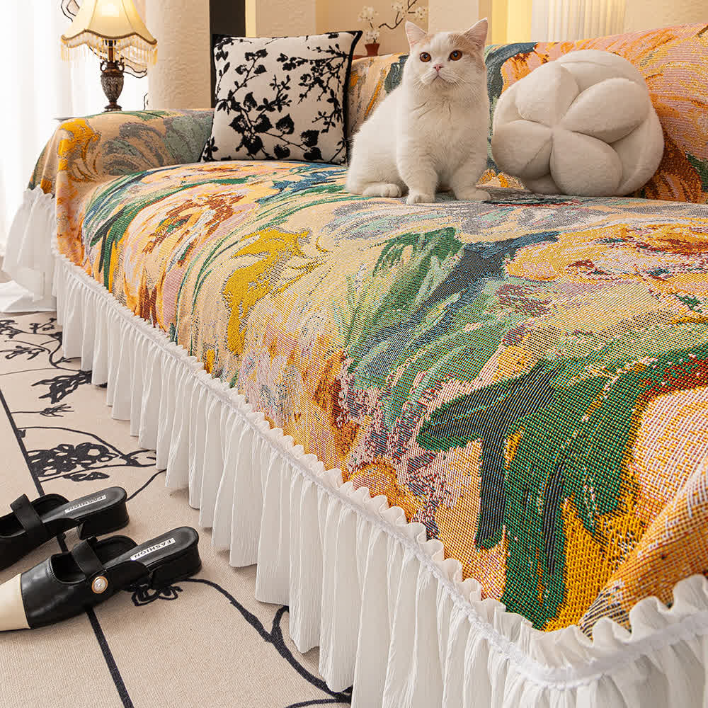 Rustic Style Ruffled Sofa Throw Blanket - image 2