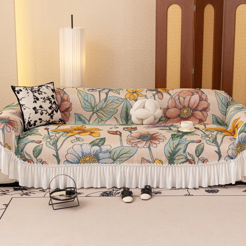 Branch Floral Ruffled Sofa Throw Blanket - image 1