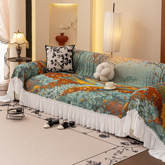 Artistic Forest Ruffled Sofa Throw Blanket - 79" x 134" - image 0