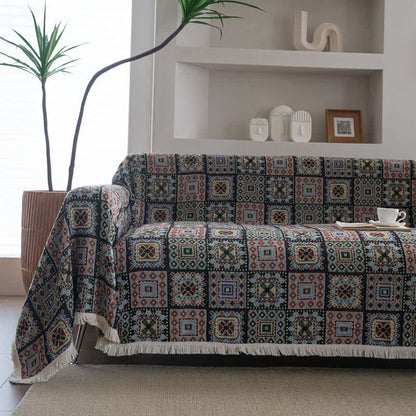 Geometric Plaid Sofa Throw Blanket - image 0