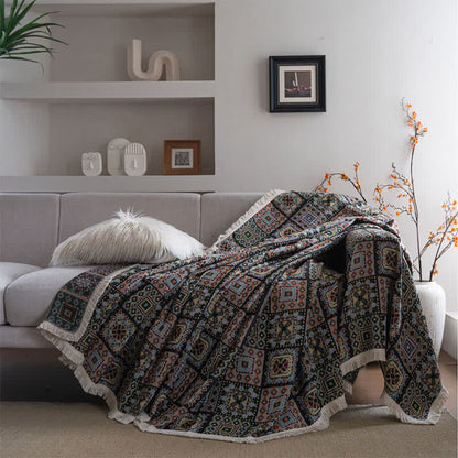 Geometric Plaid Sofa Throw Blanket - 71" x 134" - image 3