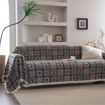 Geometric Plaid Sofa Throw Blanket - image 1