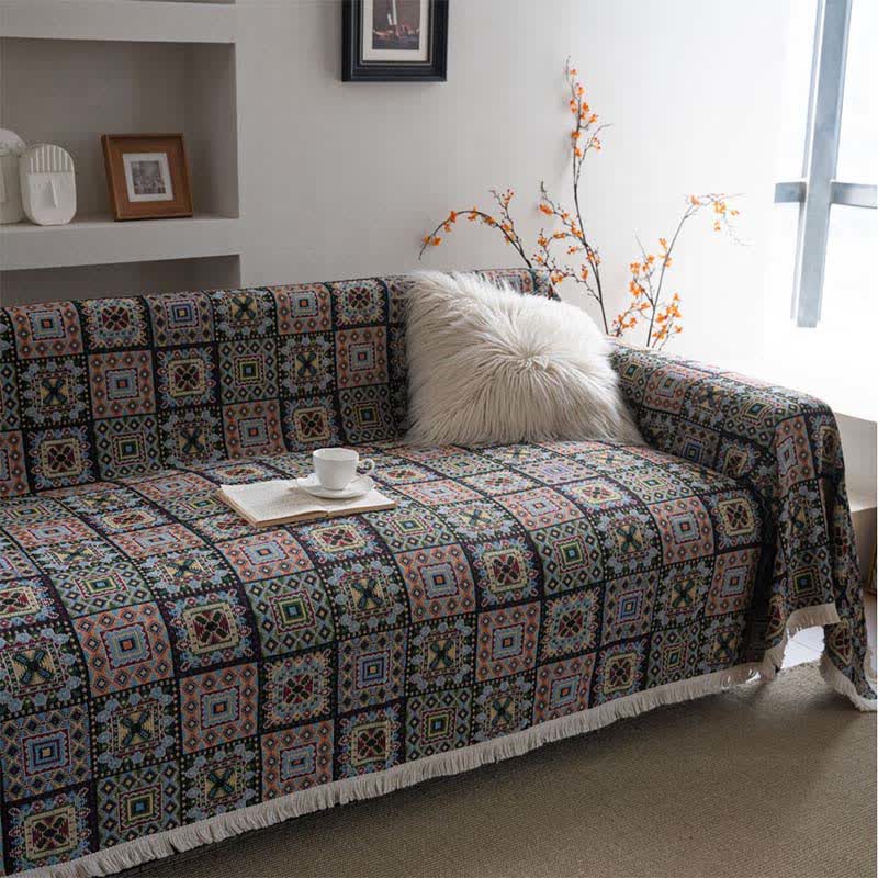 Geometric Plaid Sofa Throw Blanket - image 2