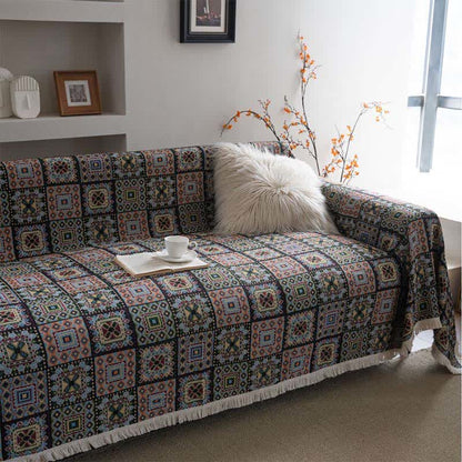 Geometric Plaid Sofa Throw Blanket - image 2